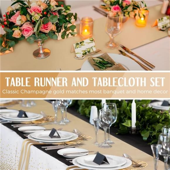 24 Packs Wedding Satin Table Runner Disposable Plastic 54 x108 Inch Table Cloths - Picture 5 of 6